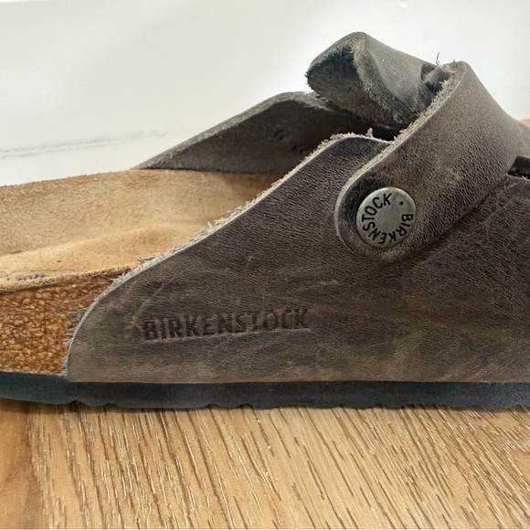 Leather Birkenstock Slip-On Clog with Adjustable Buckle - Picture 3 of 6